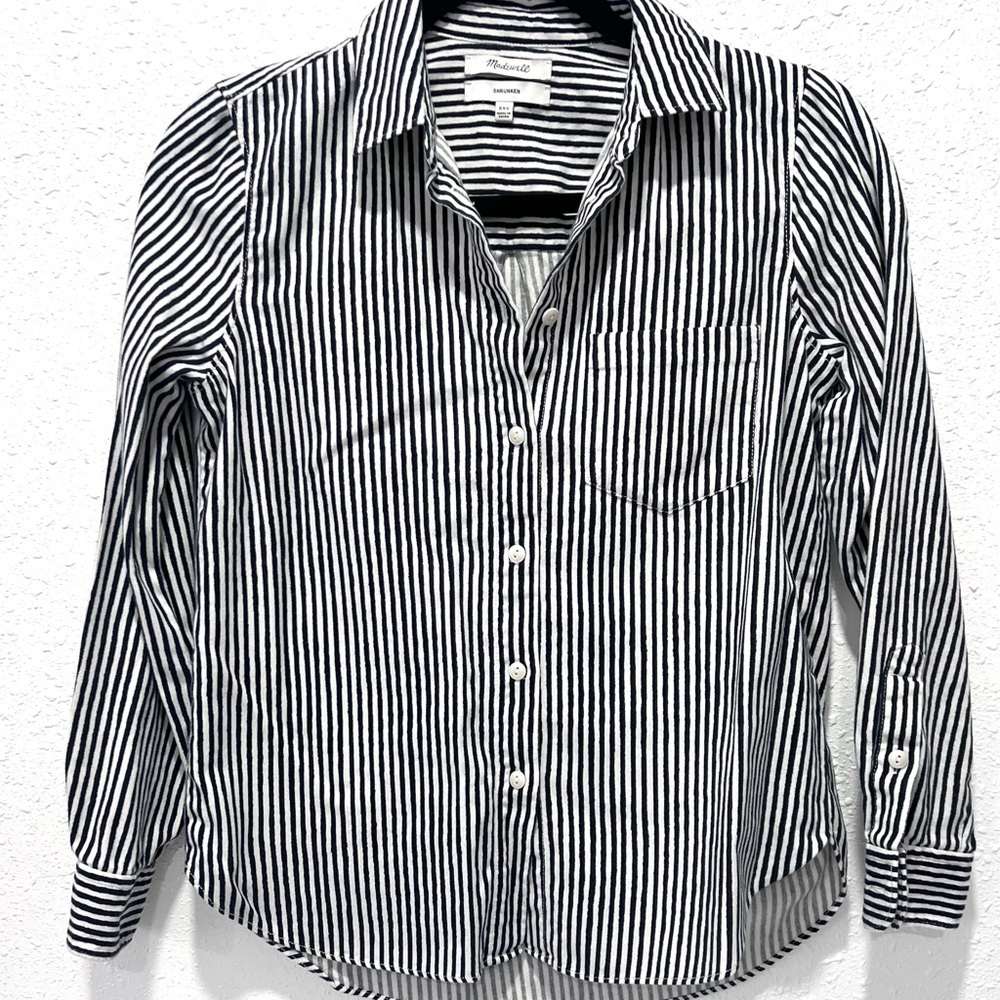 Madewell Black and White Casual Button Down Shirt XXS